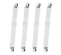 Adjustable Bed Sheet Tensioners, 4 Pieces, Bed Sheet Elastics with Metal Bed Sheet Clips, Extends Up to 250 cm, Say Goodbye to Messy Bedsheets, Mattress, Sofa, White