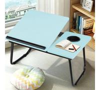 Adjustable Bed Tray With Folding Legs Serving Breakfast Lap Tables Desk Tray Blue