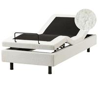 Beliani Adjustable Bed Without Headboard Boucle Duke 80 X 200 Cm (Eu Small Single) Off-White