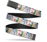 Adjustable Belt, Clamp Buckle, Cut-to-Fit, Magic the Gathering Five Planeswalker Poses Multi Color, Multicolor, 1.5" Wide - Fits Waist Up to 42"