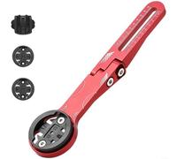 Adjustable Bike Computer Mount For Road Mountain Bicycle, Stem Extension Bracket With Calibrated Scale, Lightweight Alloy Holder For GPS Lights Action Cameras, Multi-Device Support, Black(Red)