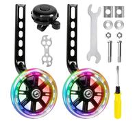 Adjustable Bike Stabilisers for 12 14 16 18 20 Inch Single Speed Bicycles, Heavy Duty Training Wheels for Kids Bike with Flash Light Up Wheels, Anti-Slip Stabilisers for Childs Bikes Mounted Kit