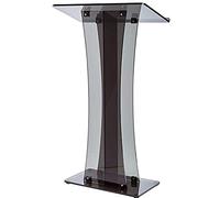 Adjustable Black Acrylic Podium Stand - Slanted Lectern for Conferences, Events, Weddings, Offices & Classrooms - Clear Speaker Pulpit for Teachers, Presenters & Public Speaking