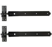 Adjustable Black Gate Hinge Heavy Duty Hook and Band Pair Garden Shed Door 14" - 36" (14")