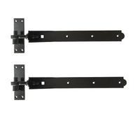Adjustable Black Gate Hinge Heavy Duty Hook and Band Pair Garden Shed Door 14" - 36" (36")