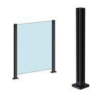 Adjustable Black Glass Railing Post - Glasgeländer Pfosten for Balcony & Stair Railings - Customizable Height & No il Version - Corner Post Design