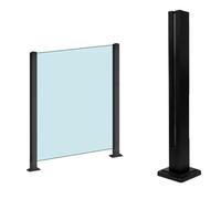 Adjustable Black Glass Railing Post - Glasgeländerpfosten for Balcony & Stair Railings, No il Version, Customizable Height, & Stylish Glass Railing Solution