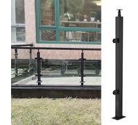 Adjustable Black Glass Railing Post System 304 Stainless Steel Balustrade for Deck Balcony Stair 10/12mm Panel Deep Coffee Finish 115cm/3.77ft Length