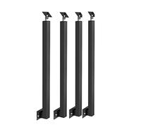 Adjustable Black Handrail for Indoor/Outdoor Steps - Set of 4 Square Metal Pins with 270° Corner Bracket (Height: 80cm) - SideMount Solution forRailing