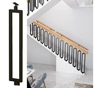 Adjustable Black Hollow Metal Stair Railing Spindles - 49.2" (125 cm) Side-Mounted Posts for Indoor/Outdoor Use -, Slish, Easy Installat