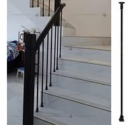 Adjustable Black Indoor/Outdoor Stair Railing - Modern Farmhouse Style for Deck, Stairs & Flooring - Durable & Stylish Safety Solution for Homes & Gardens