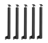 Adjustable Black Iron Railing Posts - 5-Pack Brackets for Indoor Use, Commercial-Grade Safety Railings for Stairs and Pedestrian Walkways, Durable & Secure Design