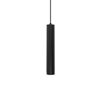 Adjustable Black Matte Aluminum Pendant Light - Long Tube Single Head Hanging Lamp for Living Room & Bedroom - Modern Minimalist Ceiling Lighting Fixture