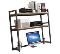 Adjustable Black Metal 2-Tier Desktop Bookcase - Multipurpose Shelf Organizer for Home, Office & Desk Storage, Stylish Display Rack (95x32x90cm)