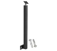 Adjustable Black Metal Balusters with Wooden Handrail - Durable Steel Railing for Indoor/Outdoor Staircase(Black Spindle Height 50cm/19.7in)