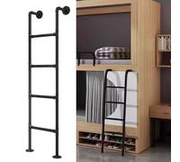 Adjustable Black Metal Bunk Bed Ladder - 3-10 Rung Step Ladder for Home, Loft, RV, Basement, Fire Escape, Perfect for 49"/51"/59"/65" Window Well Egress (67in)