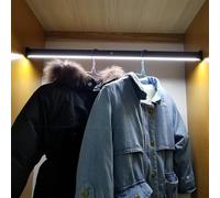 Adjustable Black Metal Closet Rod 40120cm with LED Light & Infrared Sensor HeavyDuty Clothes Rail Supports 50kg Perfect for Wardrobe Organization & Smart Lighting Solutions