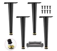 Adjustable Black Metal Furniture Legs - 4 Pack Sleek Tapered Design Replacement Feet for Sofas Coffee Tables Nightstands Ottomans Ideal for TV Stands & Chairs 10 cm Height