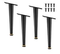 Adjustable Black Metal Furniture Legs - Sleek Tapered Design for Sofas Coffee Tables Nightstands Ottomans TV Stands & Chairs - Replacement Feet Height 0-1 cm