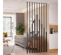 Adjustable Black Metal Room Divider No Drill Standing Rod for Office Restaurant & Bedroom Floor-to-Ceiling ion Column 8 PCS 190cm/75in/6.2ft