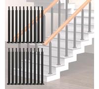 Adjustable Black Metal Stair Baluster Posts, 41.3in Square, 20 Pack with Flat Bracket & Screws, Ideal for Staircase, Balcony, Deck Railing - Durable Iron Spindles