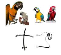 Adjustable Black Parrot Harness Quick Attachment Size from Cocorite to Amazon Elastic Tape 10 mm, Plastic or Metal Buckles Leash 10 mm 1 m (Black Large Macaw Metal Hooks)