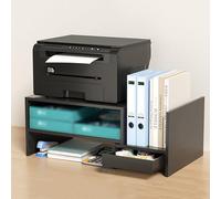 Adjustable Black Printer Stand for Desk Desktop Printer Shelf with Storage and Side Panel Compact Space-Saving Solution for Home Office and Workstation