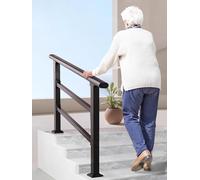 Adjustable Black Safety Ramp 139.7cm for Stairs - Secure Grip Aid for Seniors on 1-8 Steps - Ground Support for Concrete & Wooden Decks - Essential Accessibility Solution