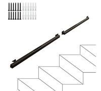 Adjustable Black Stair iling 1m to 6m Wall-Mounted Banister Support Bar for Indoor/Outdoor Safety Industrial Style 14ft/420cm - Perfect for Steps and Staircases