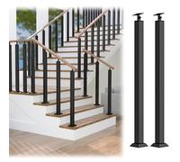 Adjustable Black Steel Deck Stair Baluster Posts - 270° Cable Railing System for Indoor/Outdoor Stairs Includes 2 Pack Fixed Top il Posts