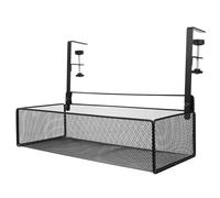 Adjustable Black Under-Desk Organizer Metal Clamp Basket Document & Magazine Holder Office & Home Storage Solution File & Stationery Storage Basket