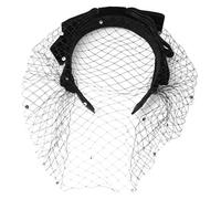 Adjustable Black Veil Headband Slip Resistant Rhinestones Design Hair Accessories Headpiece for Weddings Parties Fashionable Gothic Party Headwear