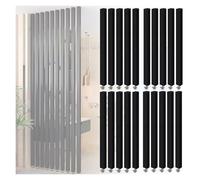 Adjustable Black Wood Slat Room Divider Screen Partition, Decorative Separation Wall with Non-Slip Top Mat for Bedroom, Hallway, Stairwell, Custom Height