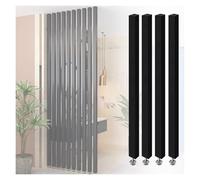 Adjustable Black Wood Slat Room Divider Screen Partition, Decorative Separation Wall with Non-Slip Top Mat for Bedroom, Hallway, Stairwell, Custom Height