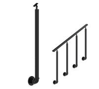 Adjustable Black Wrought Iron Railing Balustrade for Stairs 0°-270° Angle Brackets Round Stair Spindles with Metal Screws 65cm (25.6in) Height