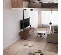 Adjustable Black Wrought Iron Step LadderWallMounted Fire Escape for BasementAccess Solut (100 cm x 300 cm) for Mezzanines and Safe Escapes