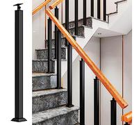 Adjustable Black Wrought IronBaluster 270° Angle Indoor Handrail Post 33.5Inch Square Guardrail Column Modern case Design Durable & Stylish