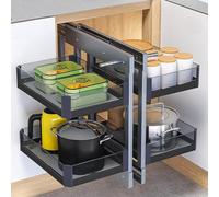 Adjustable Blind Corner Cabinetwith 4 Baskets Extendable Shelf for Left/Right Doors Kitchen Storage Solution Space-Saving Design Easy Access