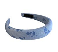 Adjustable Blue Checkered Sponge Hairband With Elegant Bow Comfortable Hair Accessories For Girls Women