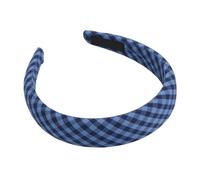 Adjustable Blue Checkered Sponge Hairband With Elegant Bow Comfortable Hair Accessories For Girls Women