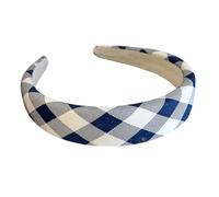 Adjustable Blue Checkered Sponge Hairband With Elegant Bow Comfortable Hair Accessories For Girls Women