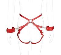Adjustable Bondage Restraint Set with Handcuffs Thigh Cuffs - Versatile BDSM Cross-Harness System for Couples Seeking Creative Role Play, Multi-Position Restraints and Fully Adjustable Binding Options
