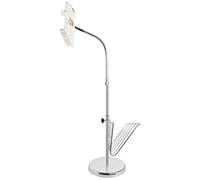 Adjustable Book Holder Floor Stand for Cookbooks & Tablets 360° Rotating Gooseneck Hands-Free Dock Sturdy Aluminum Base Perfect for Reading & Cooking (Silver)
