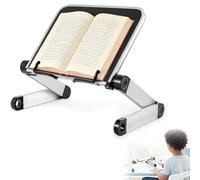 Adjustable Book Holder Stand, Book Stand with Durable Aluminium Arms, Ergonomic Reading & Cooking Book Stand, 360° Rotation for Textbooks Tablets Magazines Recipe Books Office and Home Use (Black)