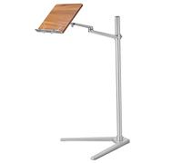 Adjustable Book Stand, Floor Holder for Reading & Cooking, Hands-Free Cookbook & Laptop Stand, Rotatable Metal Support with 2 Spring Clips, Ergonomic Design
