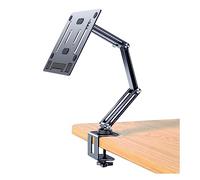 Adjustable Book Stand with Clamp - Ergonomic Hands-Free Holder, Portable & Foldable for Reading, Online Learning, Projector Use - Silver Color