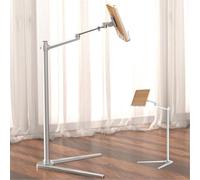 Adjustable Book Stand, Wooden Hands-Free Holder with Height Adjustable Metal Support, 2 Spring Clips for Laptops, Tablets, Phones, Books