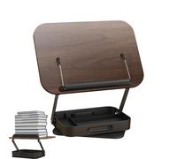 Adjustable Book Station - Foldable Book Tray, Stand Up Column in Shelf | 360° Desk Rack for Cookbooks, Laptops, Textbooks, Recipe Reading, Study Organizer