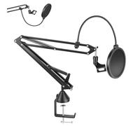 Adjustable Boom Arm Mic Stand for Blue Yeti, HyperX Quadcast, Nano, Snowball, Elgato Wave and Other Mic, Adjustable Microphone Arm Stand with 3/8" to 5/8" Screw Adapter, Black