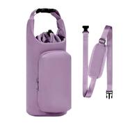 Adjustable Bottle Carrier, Drawstring Water Holder Bag, 11.81x4.72x3.94 Inch Walking Pouch with Pocket Storage, Fabric Drink Sling, Portable Holder with Secure Fit, Outdoor Gear for Hiking Travel